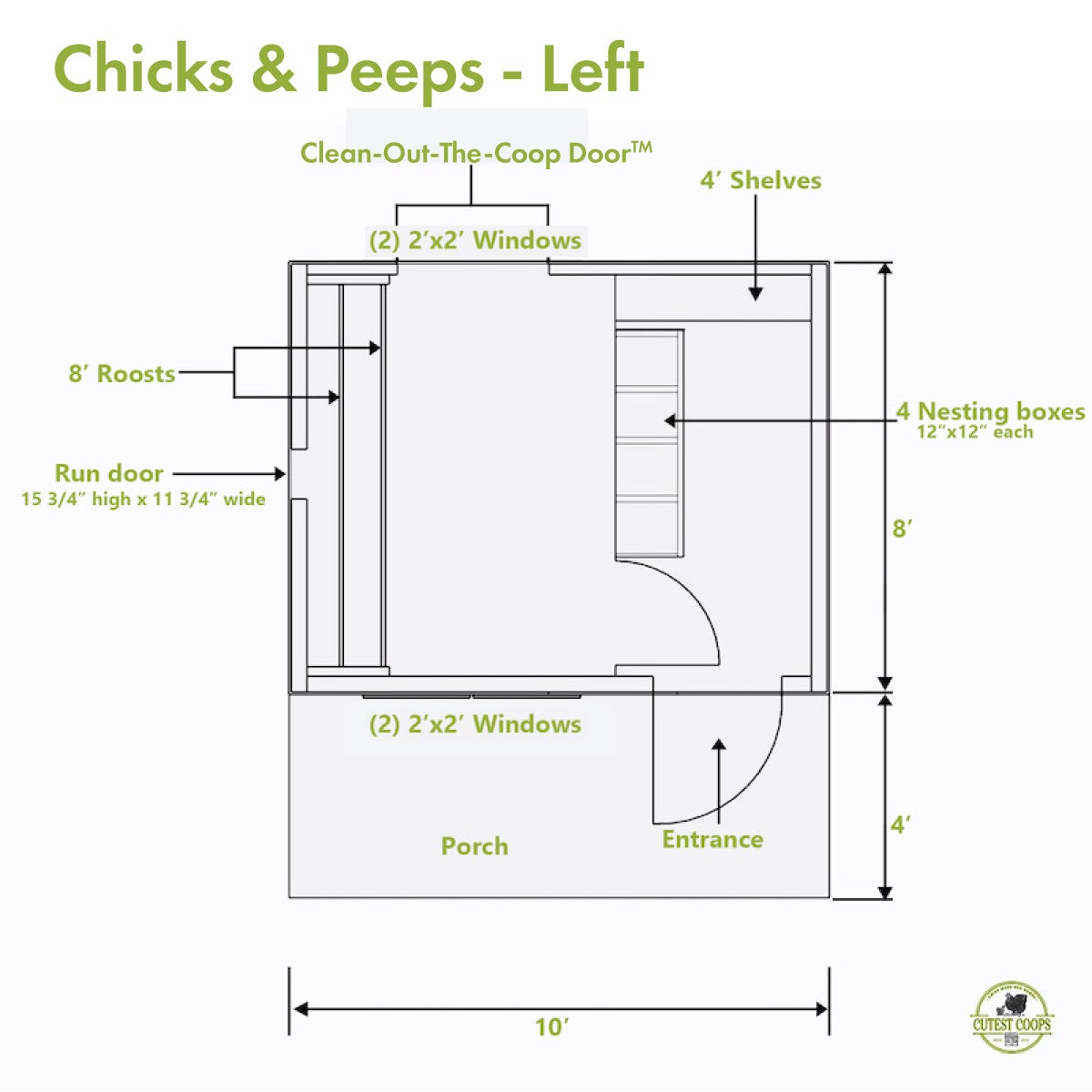 Chateau Coop - 8'x10' w/ Storage