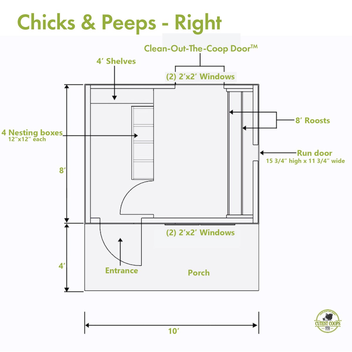 Chateau Coop - 8'x10' w/ Storage
