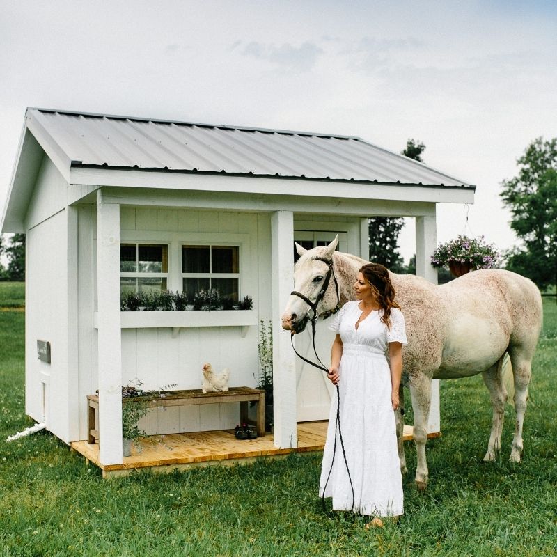 Most gorgeous chicken coop ever.  Luxury Chicken Coop.  The Chateau Coop by Cutest Coops.  Chicken Coop with Storage.  Chicken Coop with Metal Roof.  Chicken Coop with Porch