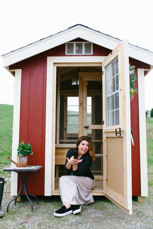 Chicken Coop with Storage.  Classic Coop by Cutest Coops.  Red Chicken Coop.  Easy to Assemble Chicken Coop.  Walk in Chicken Coop.