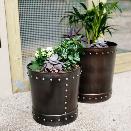 Set of Low Riveted Planters