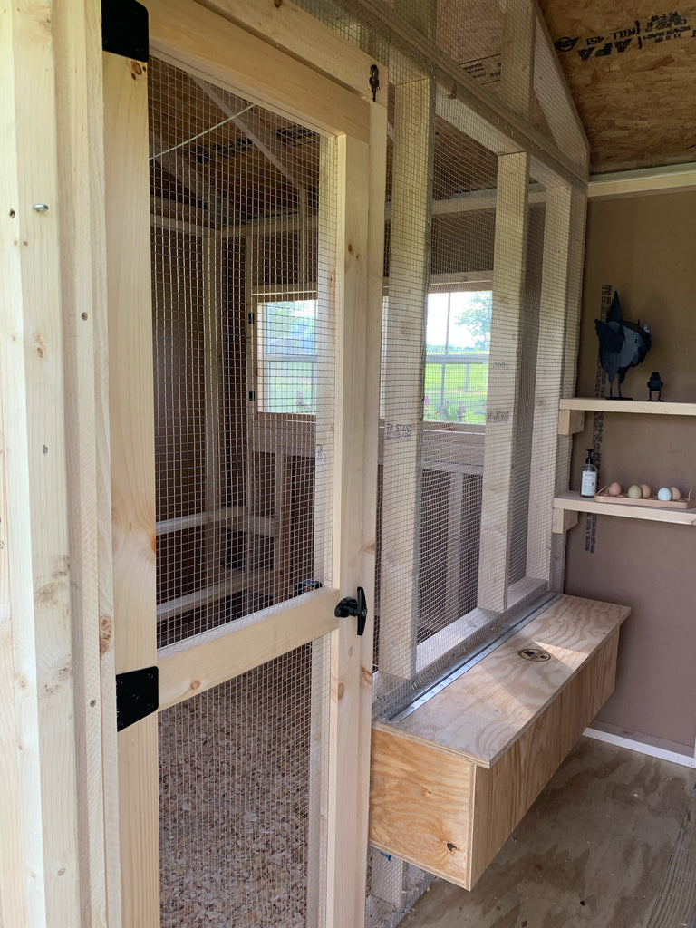 Custom Check Coops Chateau Sample - 8'x10' Chicks & Peeps A - Light Gray Metal Roof