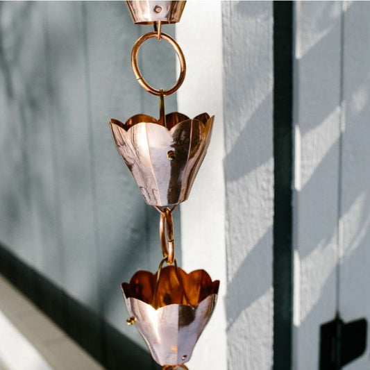 Cute Copper Tulips Rain Chain
